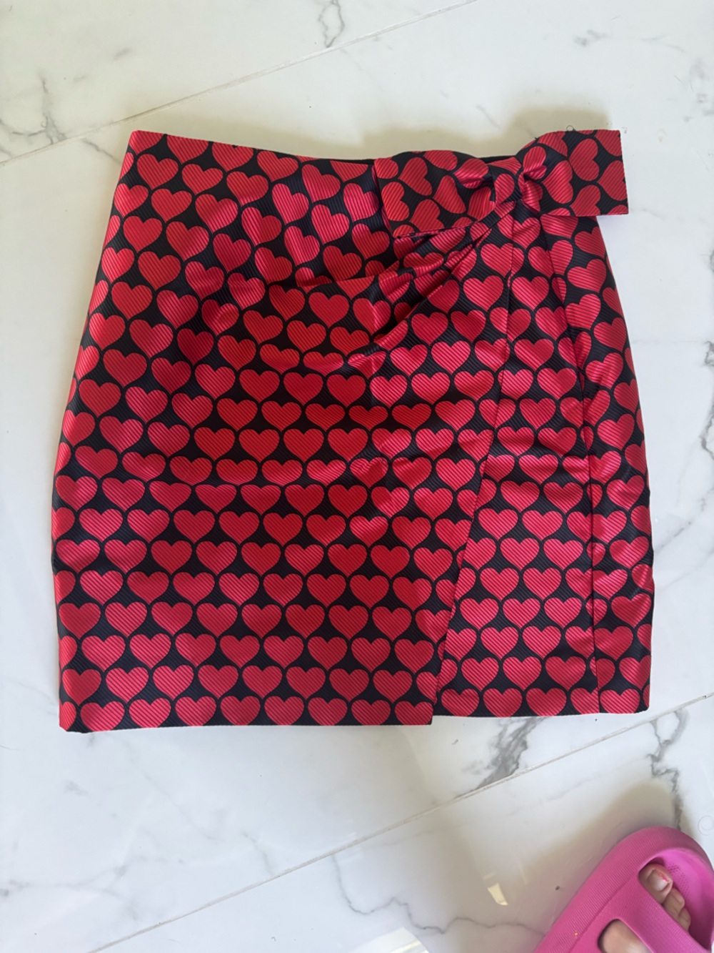 J. Crew Red Heart-Print Pencil Skirt